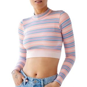 Urban Outfitters Striped Stretchy Long Sleeve Crop Top NWT